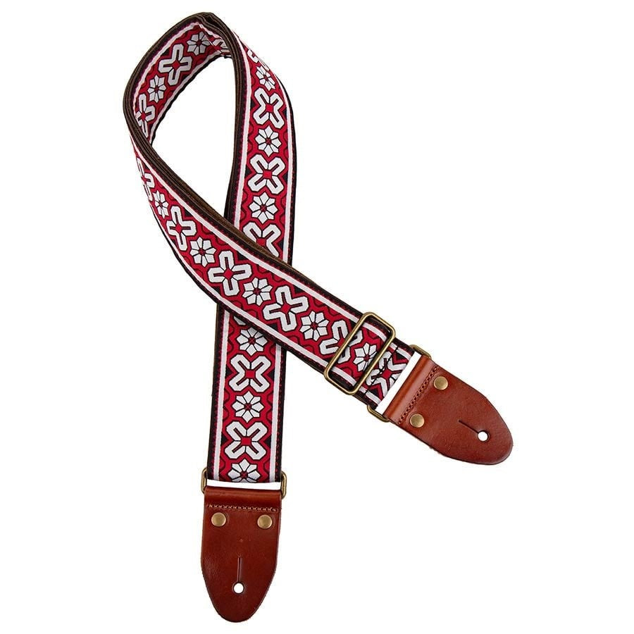 Klassieke jacquard serie rood/witte gitaar riem