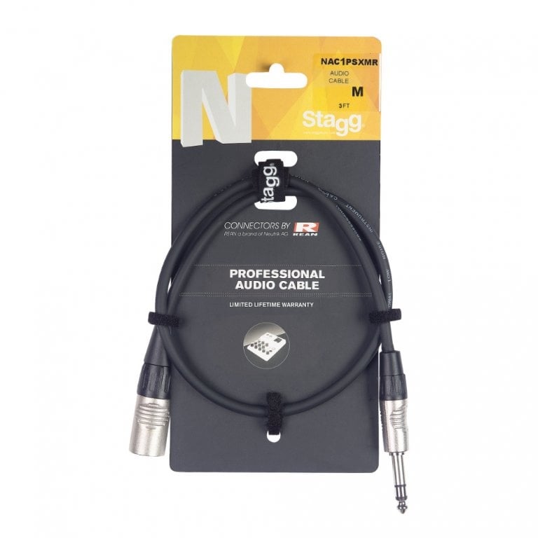 Stagg XLR kabel XLR male naar 6,3mm TRS jack 1,5 meter