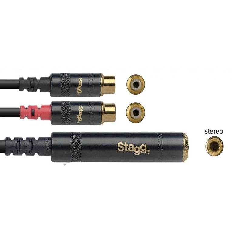 Y-adapter kabel 2x contra cinch naar contra stereo jack