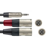 XLR kabel 2x XLR male naar 3,5mm jack stereo 2 meter