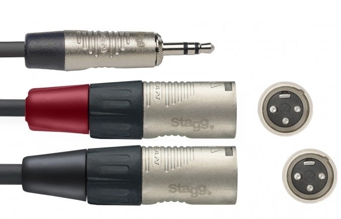 Stagg XLR kabel 2x XLR male naar 3,5mm jack stereo 2 meter