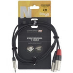 XLR kabel 2x XLR male naar 3,5mm jack stereo 2 meter