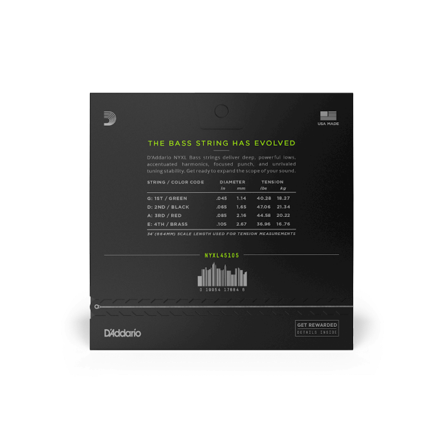 D'addario NYXL45105 Long scale bass guitar strings 045-105