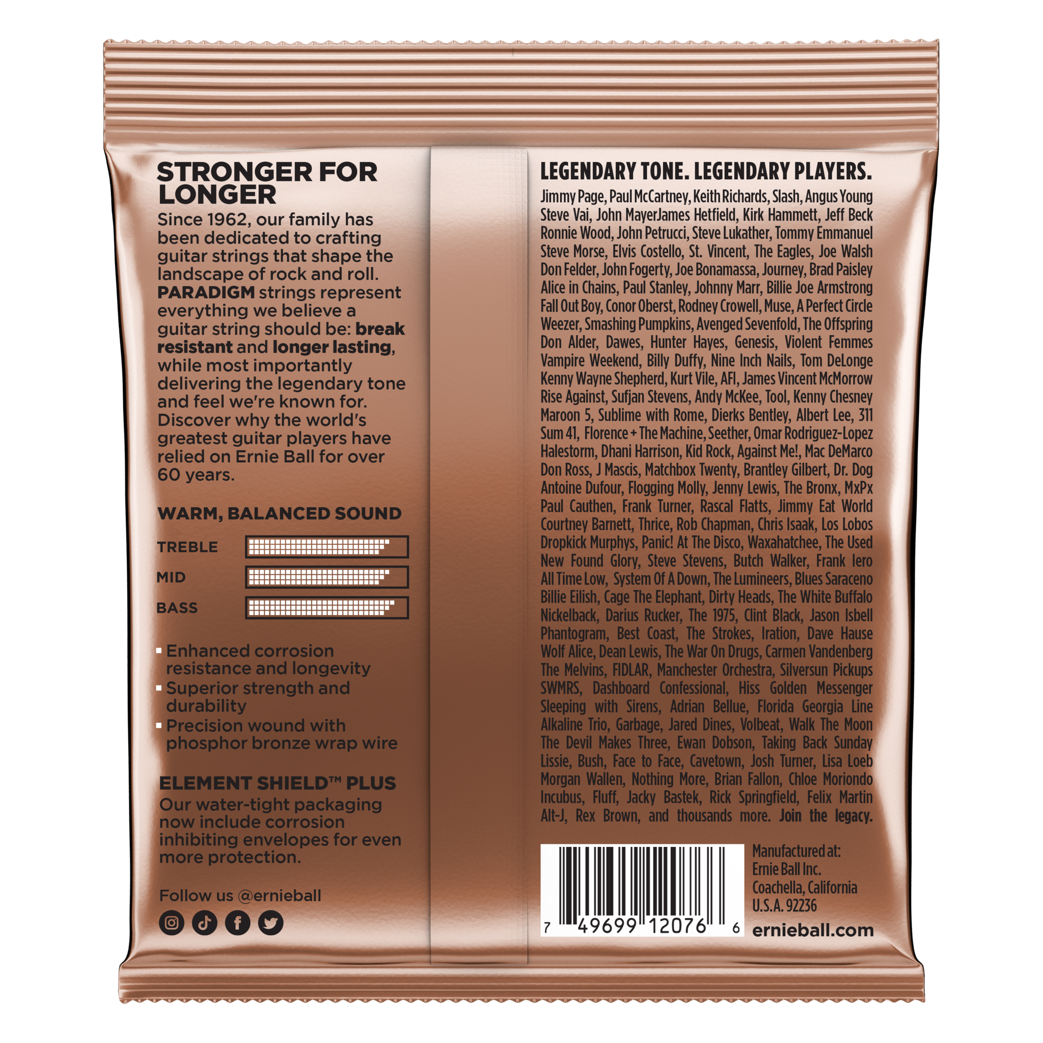 Ernie Ball 2076 Medium Light Phosphor Bronze Acoustic Guitar Strings 12-54