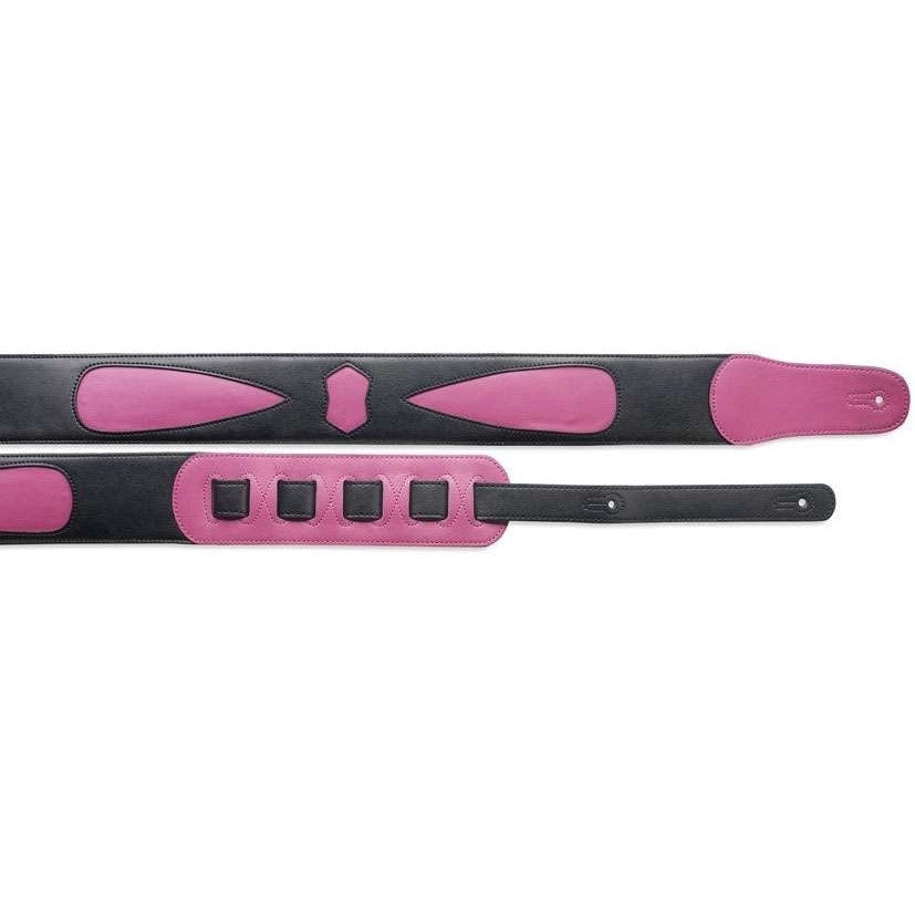 SLPL-80-BLK/PNK Leder gitaar riem