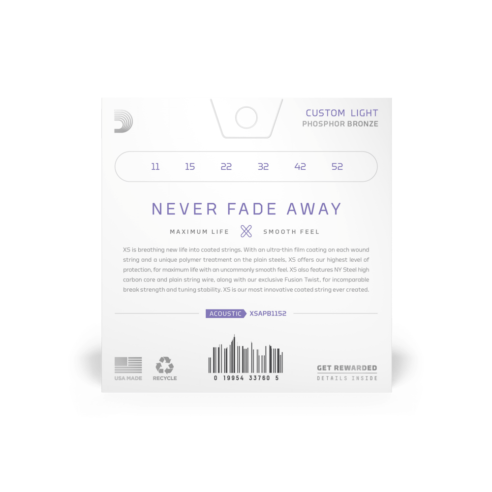 D'addario XSAPB1152 Custom light coated acoustic guitar strings